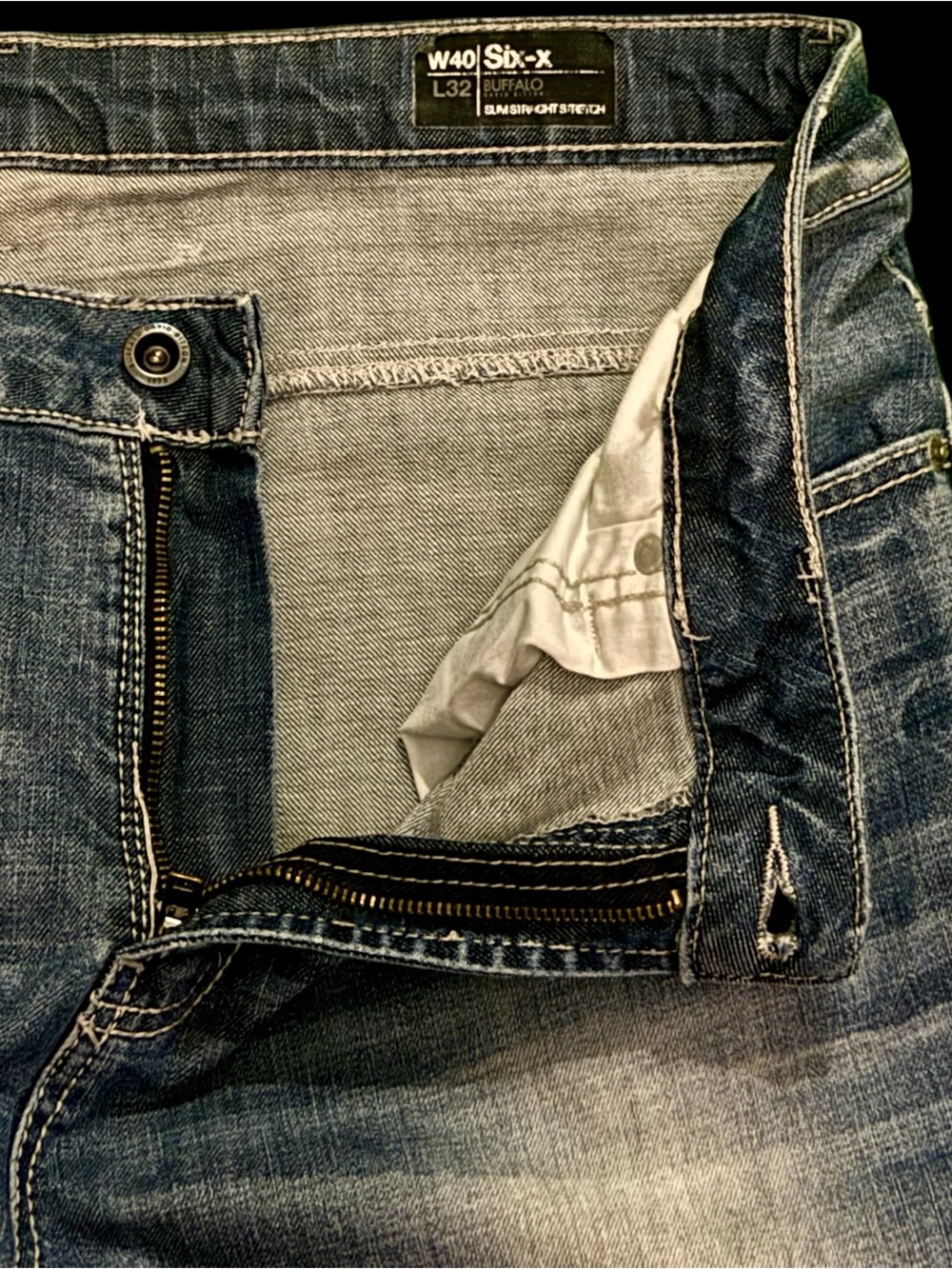 Buffalo David Bitton Men’s Washed Blue Slim Straight Jeans